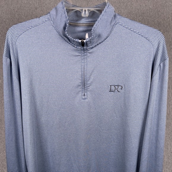 Johnnie-O Flex 1/4 Zip Performance Pullover Mens Large Golf Stretch Blue Striped - Picture 1 of 11